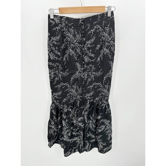 Entro Skirt Women Small Black White Printed Button Front Elastic Waist Maxi - Picture 10 of 10